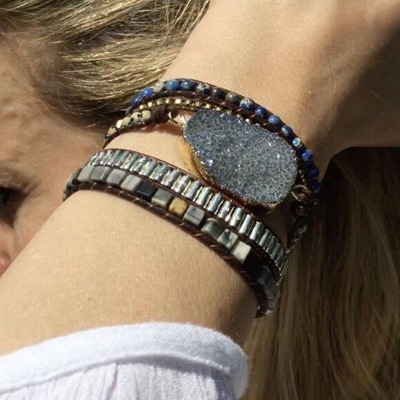 Freya Branwyn Eclipse Bracelet Geode Centerpiece & Jasper Natural Stone Mixed - Picture 2 of 3